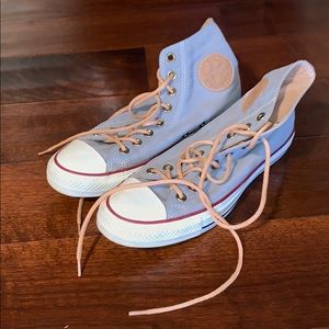 Converse High-Top Sneakers in Light Blue and Peach